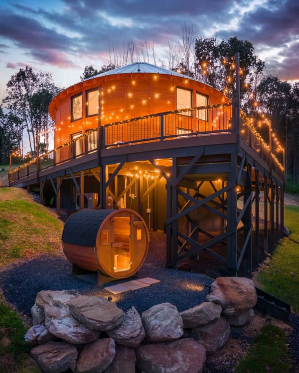Barrel Sauna at Twilight